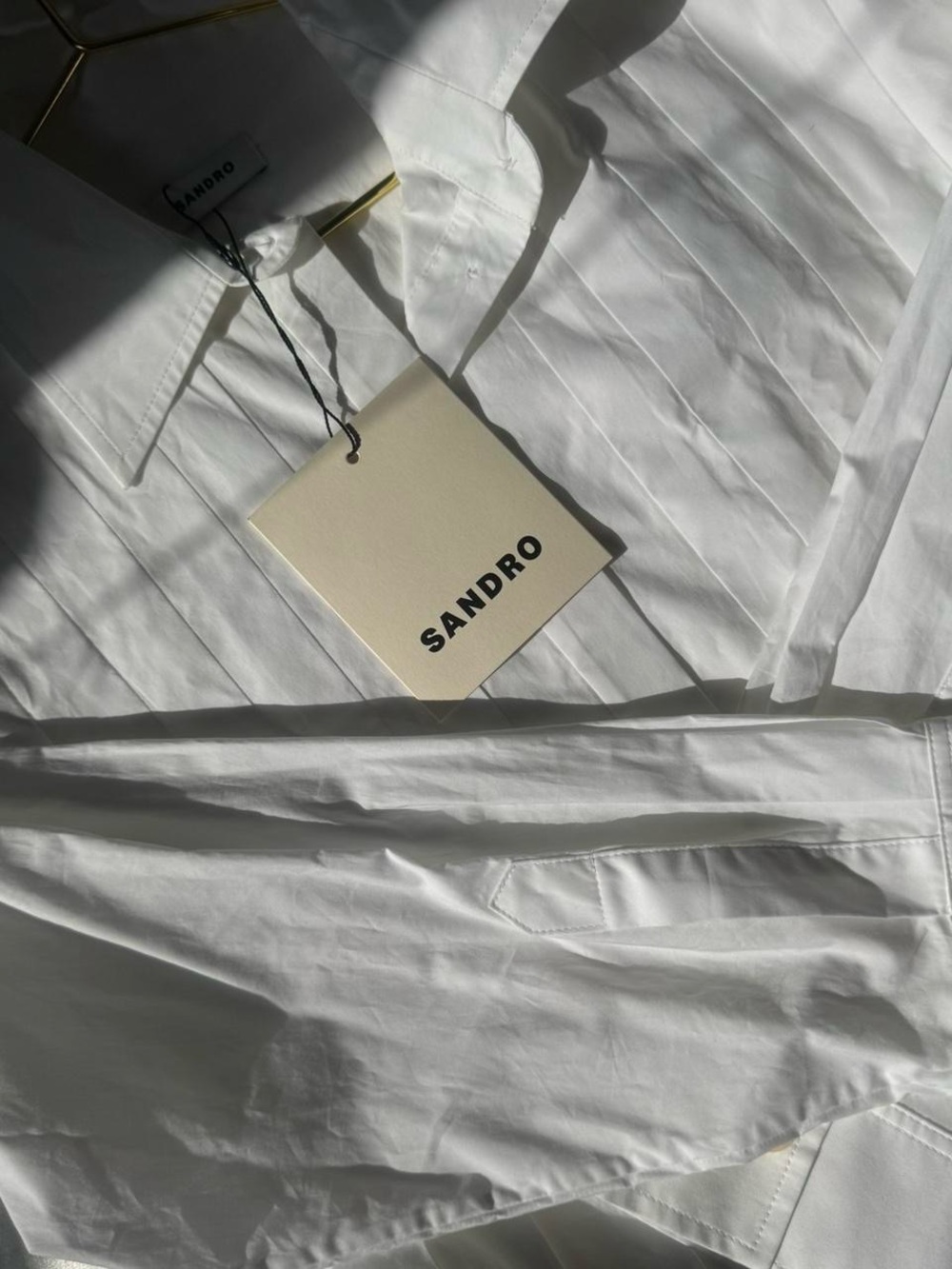 Sandro White Pleated Panel Dress Shirt - Picture 4 of 4